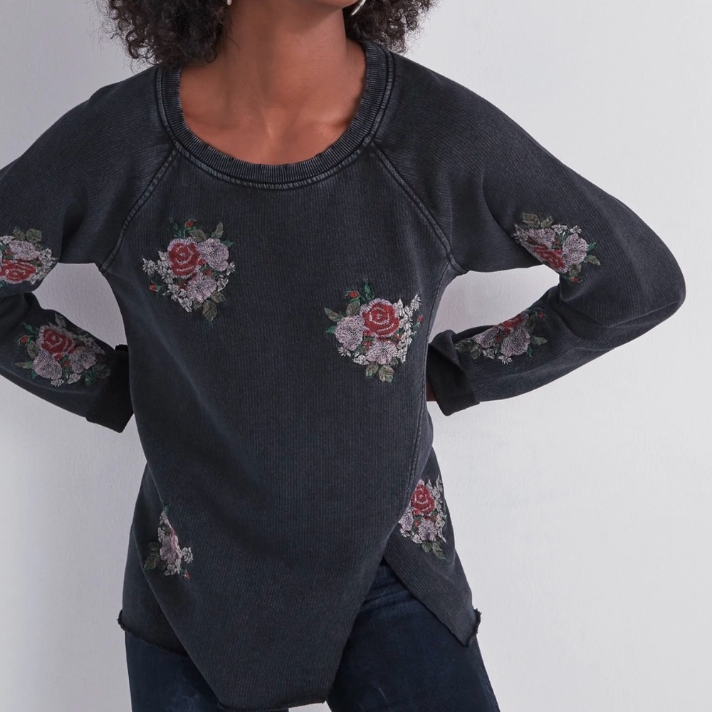 Lucky Brand Charcoal Ribbed Knit Top